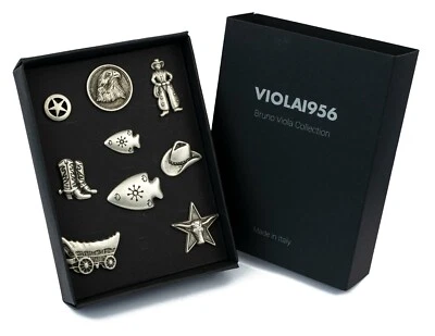 set 9 bottoni in metallo - serie VIOLA1956 - 020 FAR WEST - Immagine 1 di 4