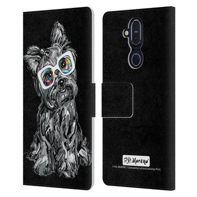 P.D. MORENO BLACK AND WHITE DOGS LEATHER BOOK CASE FOR MICROSOFT NOKIA PHONES - Image 1 of 4