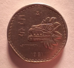 1981 Mexico 5 Pesos Mexican Quetzalcoatl Coin - Mexico Cinco Pesos Coin 1981 - Picture 1 of 2