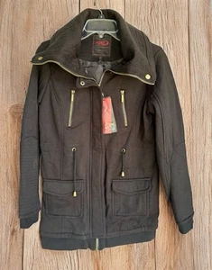 Damen Yoki Schwarz Jacke Gold Hardware Med. Gewicht Schalkragen Junior S Neu mit Etikett - Bild 1 von 16
