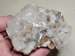 Blocky Transparent Apophyllite With Quartz Crystal Druze - Zeolite From India - Bild 1 von 10