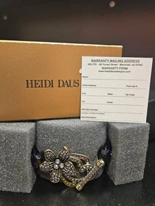 Bracciale Heidi Daus floreale vetro viola perline e cristalli Swarovski splendido nuovo con scatola - Foto 1 di 5