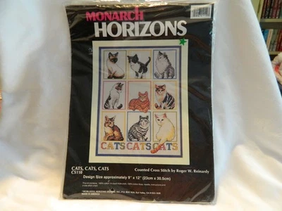 C-25 MONARCH HORIZONS COUNTED CROSS-STITCH KIT “CATS, CATS, CATS” - Image 1 of 4