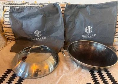 Hexclad 35 cm Hybrid Wok/Pan with Lid - Used, with Original Bags, no box  - Image 1 of 4
