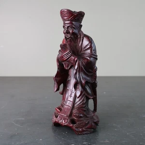 Figura Wenchang Wang de madera tallada china vintage - Imagen 1 de 10