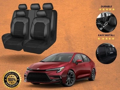 Juego completo de funda de asiento 5 asientos imitación cuero negro para todos Toyota SEDAN Foto 1 de 4