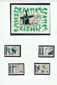 GHANA ALVERTVILLE OLIMPIADAS DE INVIERNO 92 HOJITA Y CUATROO SELLLOS - Picture 1 of 1