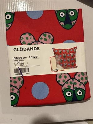 FUNDA ALMOHADA IKEA GLODANDE Rojo Azul Animal 20 x 20" Cremallera Oculta 100% Algodón Foto 1 de 2