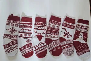 Joyin 6er Pack 18" Strick Weihnachtsstrumpf groß rustikal Garn rot & weiß - Bild 1 von 4