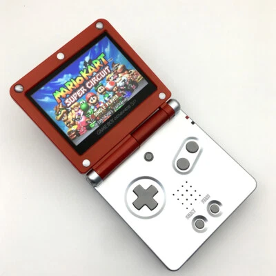 Red&Silver 10 Levels of Brightness V2 IPS LCD Panel Nintendo GBA SP Game Console - Image 1 of 4