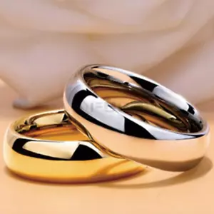 Women Men Plain Silver Gold Band Titanium Steel Couple Engagement Rings 6 - 13 - Picture 1 of 47