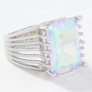 KIRKS FOLLY AURORA ICE RING   silvertone  size 6  - Picture 1 of 3