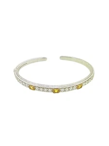 Judith Ripka Sterling Silver Square Yellow & Clear Round CZ Design Cuff Bracelet - Picture 1 of 4
