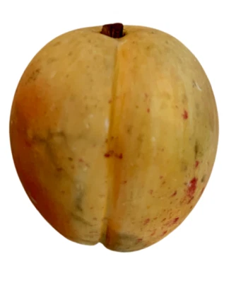 VTG STONE CARVED PEACH WOOD STEM FRUIT ITALIAN - Image 1 of 4