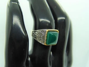 Anillo de moda 8 mm sello hombre/mujer antiguo ónix verde piedra talla 6-13 #2 - Imagen 1 de 6