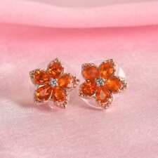 Natural Mexican Fire Opal Floral Earring Gemstone Earring Fire Opal Earring
