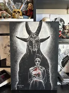 Yo y el diablo. Pintura al óleo sobre lienzo original única en su clase. Arte gótico. - Imagen 1 de 11