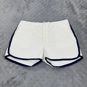 VINTAGE 1930s Athletic Shorts Mens 34 White Blue Trim Chino Talon Zipper Classic - Picture 1 of 17