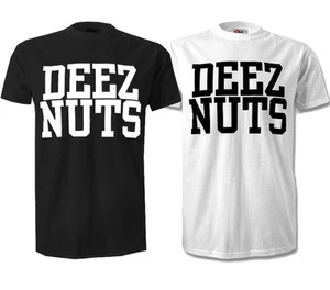 DEEZ NUTS Estampado Gráfico Blanco Camiseta Negro Logotipo Novedad Instagram Meme Unisex - Imagen 1 de 3