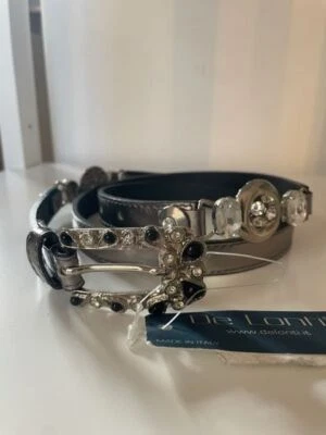 CINTURA DONNA CON CRISTALLI ITALIANI DE LONTI VERA PELLE  REGALO - Immagine 1 di 3