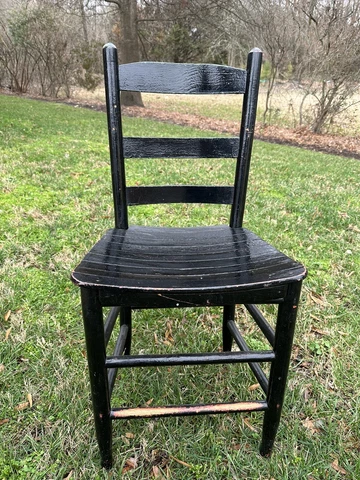 Antique Vintage Chair Wood Rustic Primitive Chippy Shabby Crackled Black Cover