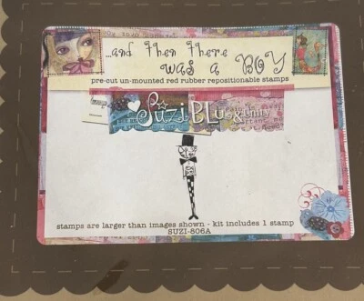 Unity Stamp Co THERE WAS A BOY… Unmounted Rubber Stamp 6” SUZI BLU Mixed Media - Image 1 of 3