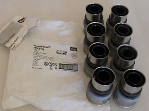 Viega 49378 - 1-1/2" x 1-1/4" PureFlow PEX x PEX Press Red. Couplings - Lot of 8 - Picture 1 of 6