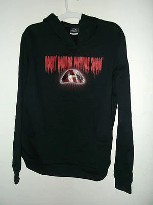 NEW size M ROCK HORROR PICTURE SHOW HOODIE black pullover RED LIPS artwork - Image 1 of 4