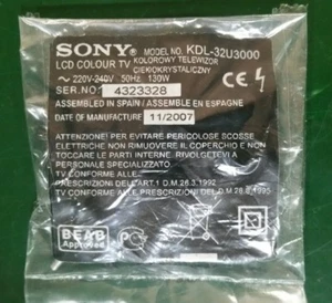 TV Sony KDL 32U3000 Tornillos de montaje  - Imagen 1 de 2