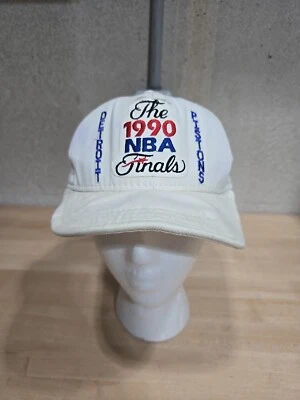 Vintage Detroit PISTONS 1990 NBA Finals Hat Bad Boys (Broken Brim) White 90s - Image 1 of 4
