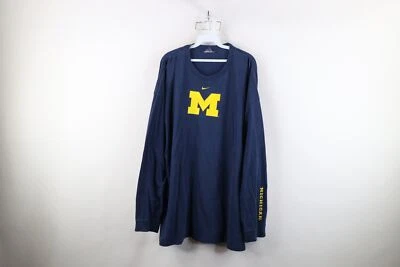 Vtg Nike Mens 3XL Travis Scott Mini Swoosh University of Michigan T-Shirt Blue - Image 1 of 4
