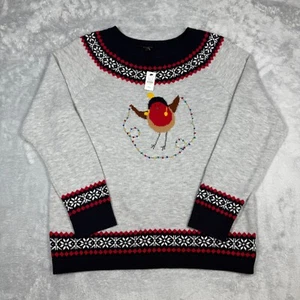 Talbots Bird Sweater Women XL Petite Pullover Christmas Fair Isle Nordic Ski - Picture 1 of 15