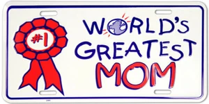 World's Greatest Mom Embossed Metal License Plate Sign - Picture 1 of 1