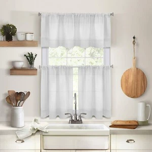 Elrene Home Fashions Pintuck Kitchen Window Tier 30" x 24" White 2 Count Panels - Picture 1 of 6