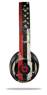 Skin Beats Solo 2 3 Cracked Red Line USA American Flag Headphones NOT INCLUDED - Image 1 of 4