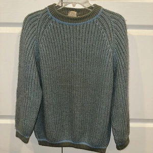 Fully Fashioned Vtg 60s Sweater 100% Pure Wool Olive Green Puke 70s Cool - Picture 1 of 3