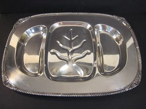 VINTAGE F.B. ROGERS SILVER CO. SILVER ON COPPER 7714 MEAT PLATTER, 20" X 14 1/3" - Picture 1 of 8