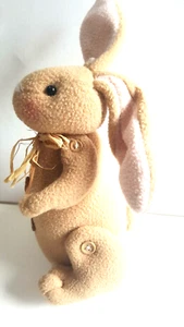 Ganz Vintage Bunny Rabbit Wooden Buttons Shabby Country Easter 10" Plush - Picture 1 of 7