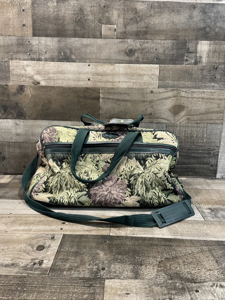 Tapiz floral atlántico vintage 22 pulgadas bolso de mano verde con correa para el hombro Foto 1 de 4