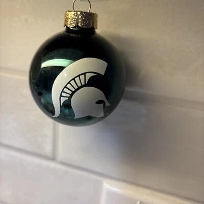 Michigan State Spartans Glass Ball CHRISTMAS ORNAMENT 2.5” - Image 1 of 3