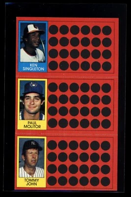 PAUL MOLITOR 1981 Topps Scratch-Off 3 Card Panel w/Singleton & John - Image 1 of 2