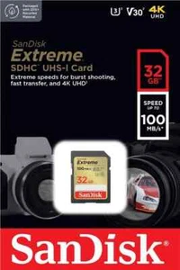 Sandisk Extreme SD UHS-I Memory Card 4K-UHD 32GB 64GB 128GB 256GB 512GB - Picture 1 of 19