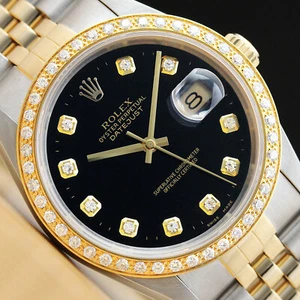 ROLEX MENS DATEJUST 2 TONE 18K YELLOW GOLD DIAMOND & STEEL QUICKSET WATCH 16233 - Picture 1 of 7