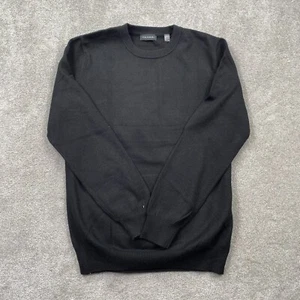Tahari Men's Crew Neck Tight Knitted Pullover Sweater Size M Black Long Sleeves - Picture 1 of 12