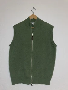Johnstons Lamora Super Geelong Lambs Wool Angora Vest Zip Sweater Green L - Picture 1 of 7