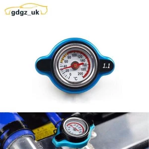 Blue Thermostatic Gauge Radiator Cap 1.1Bar Big Head Water Temp Meter Car Racing - Picture 1 of 10