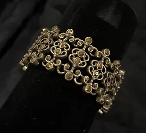 Lucky Brand Gold Tone Filigree Scroll With Amber Stones Bracelet New 7" - Picture 1 of 3