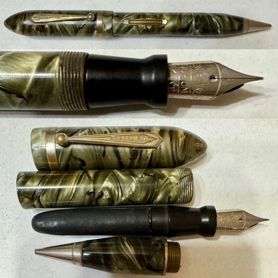 De colección Nuevo Combo Pluma Estilográfica y Lápiz Banker OS Gris Remolino-Streamline-Banda Estrecha Foto 1 de 4