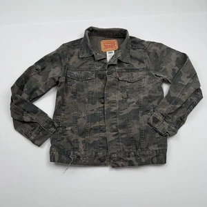 Levis Trucker Jacket Youth Medium Camo Distressed Denim Boys 10-12 7747-650 - Picture 1 of 9