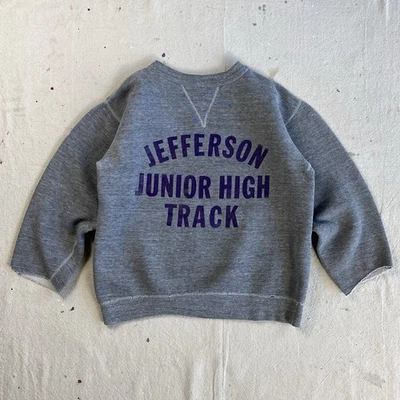 Vintage 50s 60s Jefferson Track Single V Crewneck Sweatshirt Gray Cotton Small - Image 1 of 4